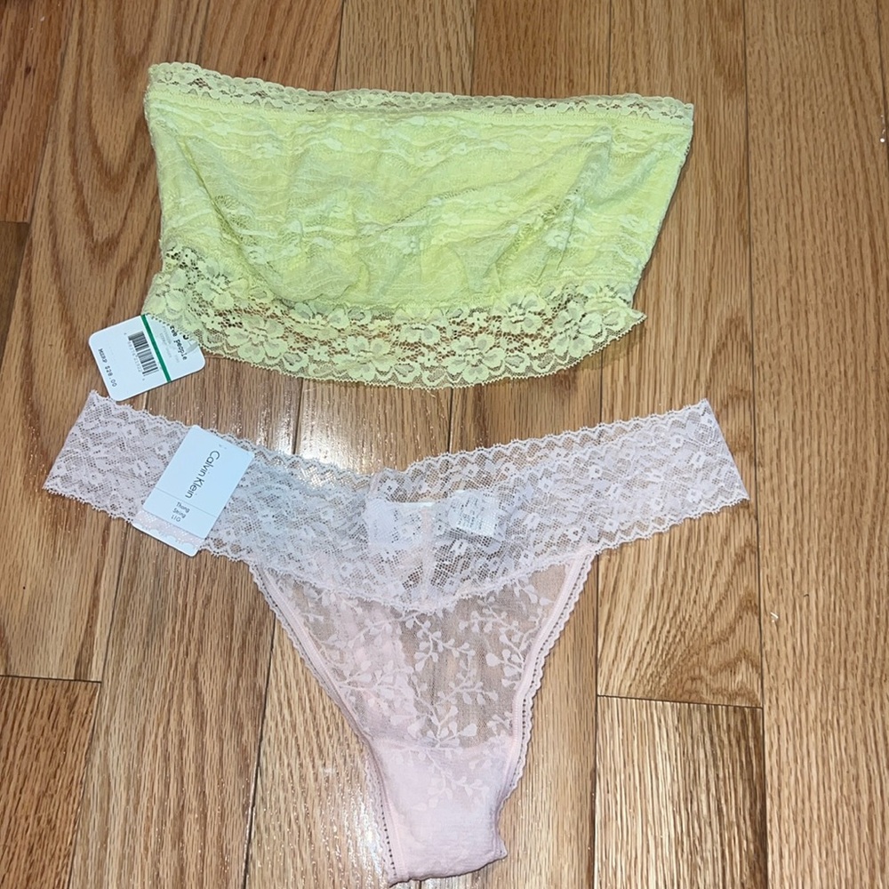 Free People LARGE Strapless Bralette n Thong NWT